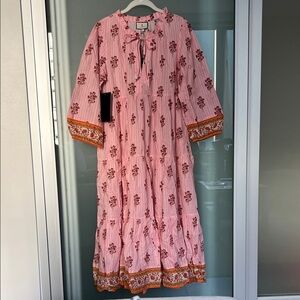 NWT Tuckernuck Pink Floral Dress with Red Details